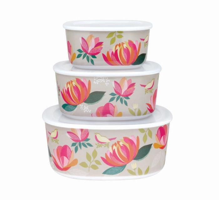 Peony Print Set of 3 Melamine Storage Containers By Sara Miller